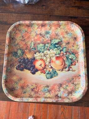 Vintage Daher Decorated Ware Metal Fruit Motif Serving Tray Made in England